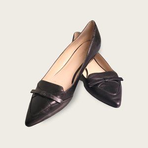 Nine West Black Leather Pointy Toe Slip-on Flats
